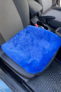 Yumuşak Tüylü Peluş Serme Oto Koltuk Koruyucu Minder Ön Tekli Mavi
