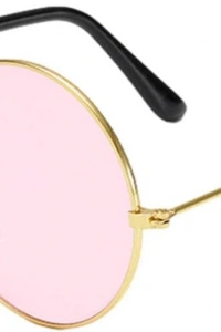 Yuvarlak Cam John Lennon Tarzı Gold Pembe Gözlük