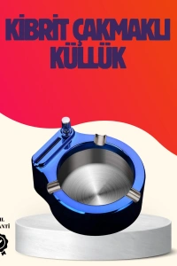 Yuvarlak Metal Küllük Çakmak Entegreli Dayanıklı Yapı