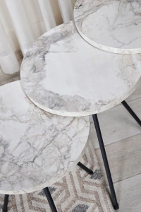 Zigon Sehpa 3lü Siyah Metal Ayak Efes 1017