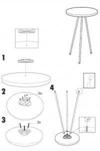 Zigon Sehpa 3lü Siyah Metal Ayak Efes 1017