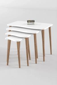 Zigon Sehpa Ahşap 4lü Beyaz KR