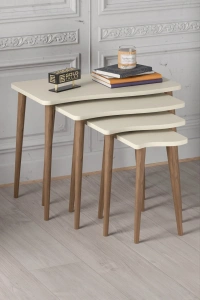 Zigon Sehpa Ahşap 4lü Krem KR