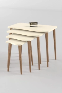 Zigon Sehpa Ahşap 4lü Krem KR