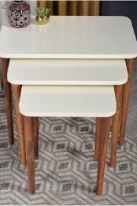 Zigon Sehpa Ahşap KR Torna Ayak Krem