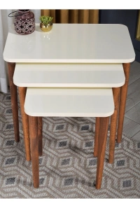 Zigon Sehpa Ahşap Torna Ayak Krem Kr 2068