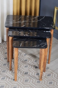 Zigon Sehpa Ahşap Torna Ayak Siyah Kr 2066