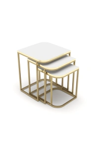 Zigon Sehpa Damla Gold Beyaz