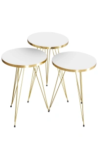 Zigon Sehpa Gold Beyaz Tel