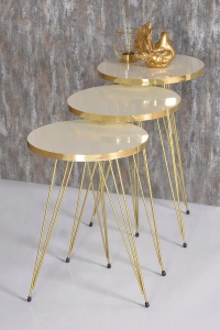 Zigon Sehpa Gold Krem Tel