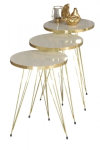 Zigon Sehpa Gold Krem Tel 1044