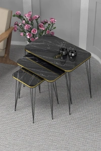 Zigon Sehpa Kr Çift Bendir Tel Siyah Ayak