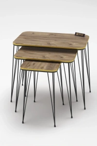 Zigon Sehpa Kr Çift Ceviz Tel Siyah Ayak