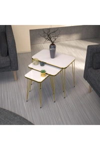 Zigon Sehpa Kr Çift Gold Beyaz Tel