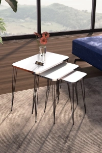 Zigon Sehpa Kr Gümüş Beyaz Tel Siyah Ayak