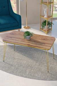 Zigon Sehpa Kr Ve Orta Sehpa Kr Set Çift Gold Ceviz Tel 1110