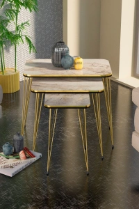 Zigon Sehpa Kr Ve Orta Sehpa Kr Set Çift Gold Efes Tel 1112