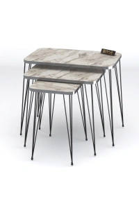 Zigon Sehpa Kr Ve Orta Sehpa Kr Set Gümüş Efes Tel Ayak Siyah