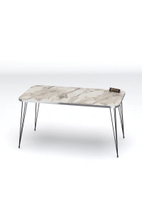 Zigon Sehpa Kr Ve Orta Sehpa Kr Set Gümüş Efes Tel Ayak Siyah