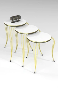 ZİGON SEHPA LÜKENS ÇİFT GOLD BEYAZ