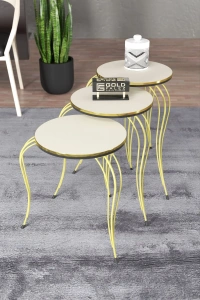 ZİGON SEHPA LÜKENS ÇİFT GOLD KREM