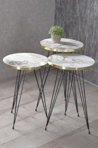 Zigon Sehpa Siyah Tel Ayak Altın Efes 1052