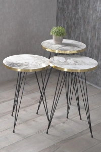 Zigon Sehpa Siyah Tel Ayak Altın Efes 1052