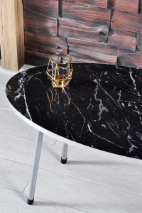 Zigon Sehpa Siyah Tel Ayak Çift Altın Bendir