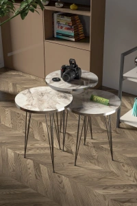 Zigon Sehpa Siyah Tel Ayak Gümüş Efes