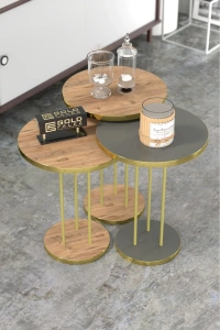 Zigon Sehpa Terra Gold Ceviz Antrasit TRR01