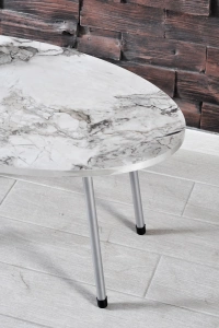 Zigon Sehpa ve Orta Sehpa Elips Gümüş Metal Ayak Gümüş Efes Set