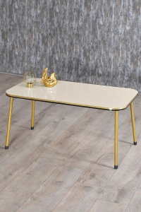 Zigon Sehpa Ve Orta Sehpa Kr Set Çift Gold Krem Metal