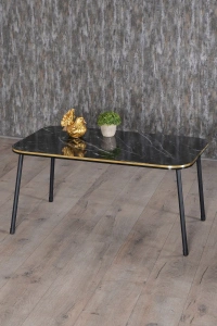 Zigon Sehpa Ve Orta Sehpa Kr Set Siyah Metal Ayak Çift Altın Bendir