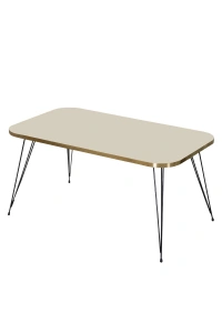 Zigon Sehpa Ve Orta Sehpa Kr Set Siyah Tel Ayak Altın Krem