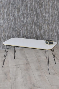 Zigon Sehpa Ve Orta Sehpa Kr Set Siyah Tel Ayak Çift Altın Beyaz