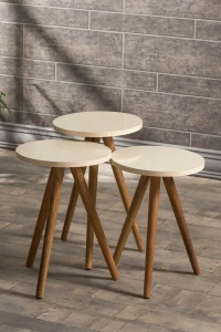 Zigon Sehpa Ve Orta Sehpa Kr Torna Krem Set 3008