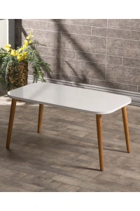 Zigon Sehpa Ve Orta Sehpa Set Ahşap Kr Torna Beyaz