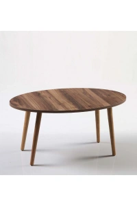 Zigon Sehpa Ve Orta Sehpa Set Ahşap Torna Elips Ceviz