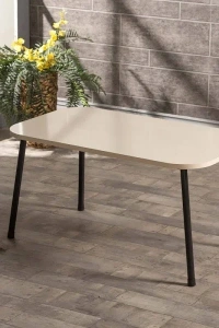 Zigon Sehpa  Ve Orta Sehpa Set Kr Metal Krem