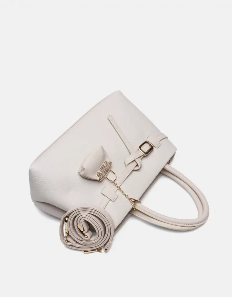 Noir Elegance Tote Krem Kadın El Çantası
