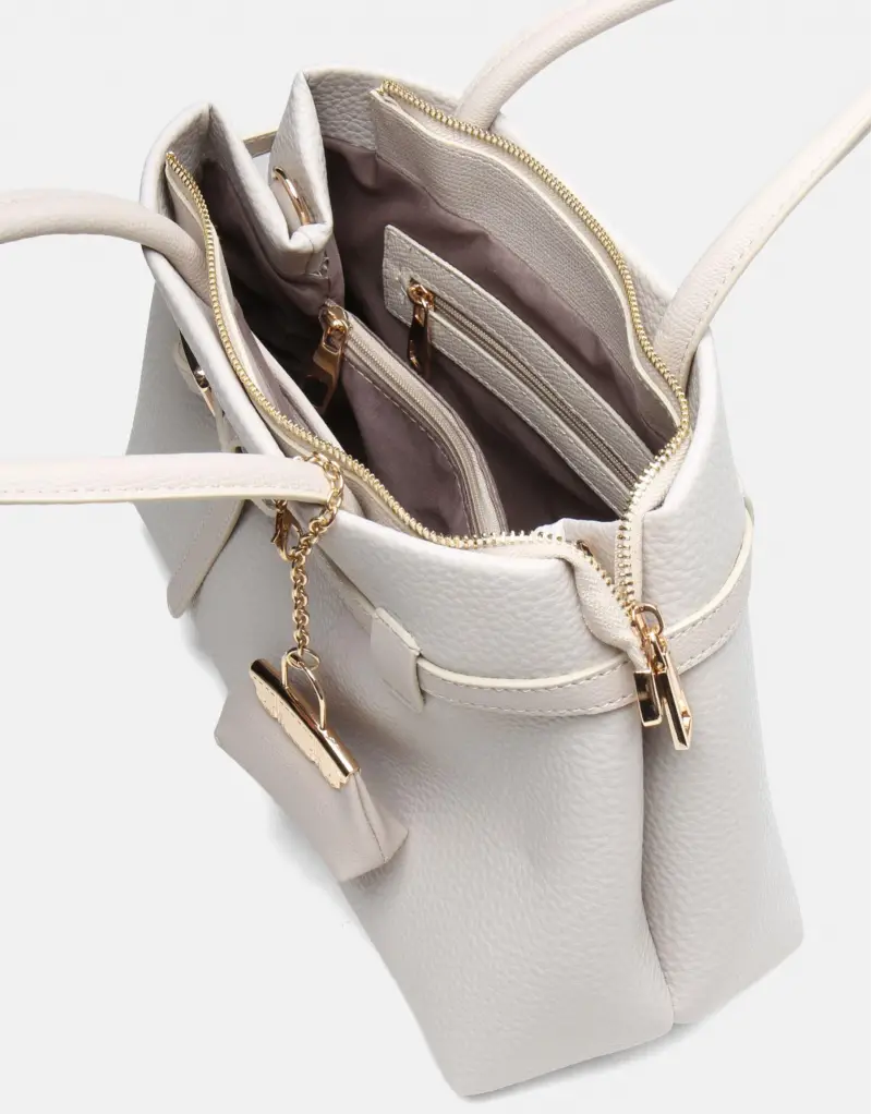 Noir Elegance Tote Krem Kadın El Çantası