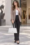 Ravello Beyaz Kroko Desenli Kadın El Çantası