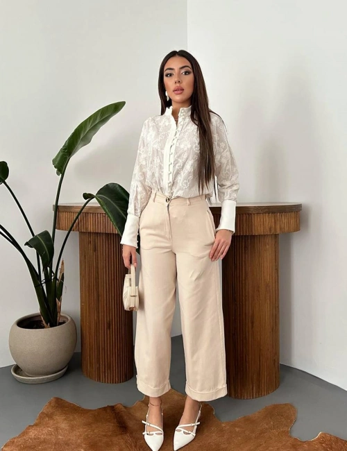 Bej Gabardin Pantolon