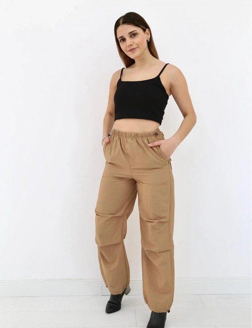 Camel Lastikli Paraşüt Pantolon
