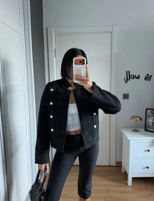 Morliva Yeni Sezon Pullu Chanel Model Ceket