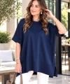 Lacivert Oversize Triko Bluz