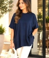 Lacivert Oversize Triko Bluz