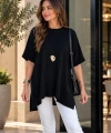Siyah Oversize Triko Bluz