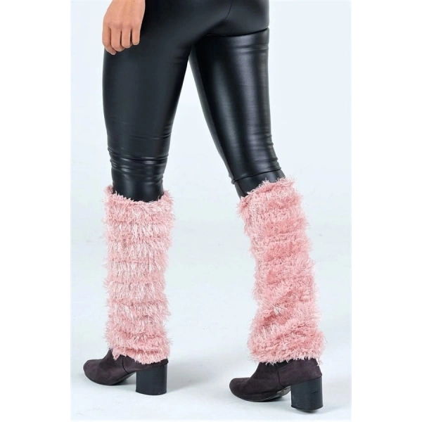 Pembe Püsküllü Triko Tozluk