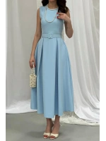 Pembe Halter Yaka Kloş Elbise - PEMBE